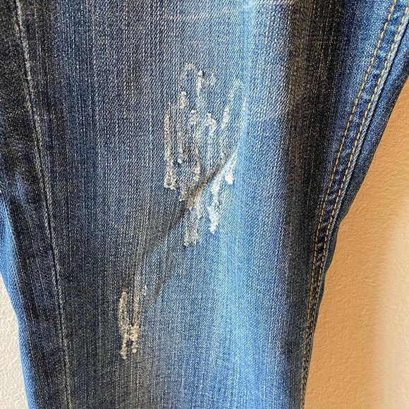 Distressed Denim Jeans Embellished Pockets Dark‎ Wash Blue Size 12 - Picture 2 of 7